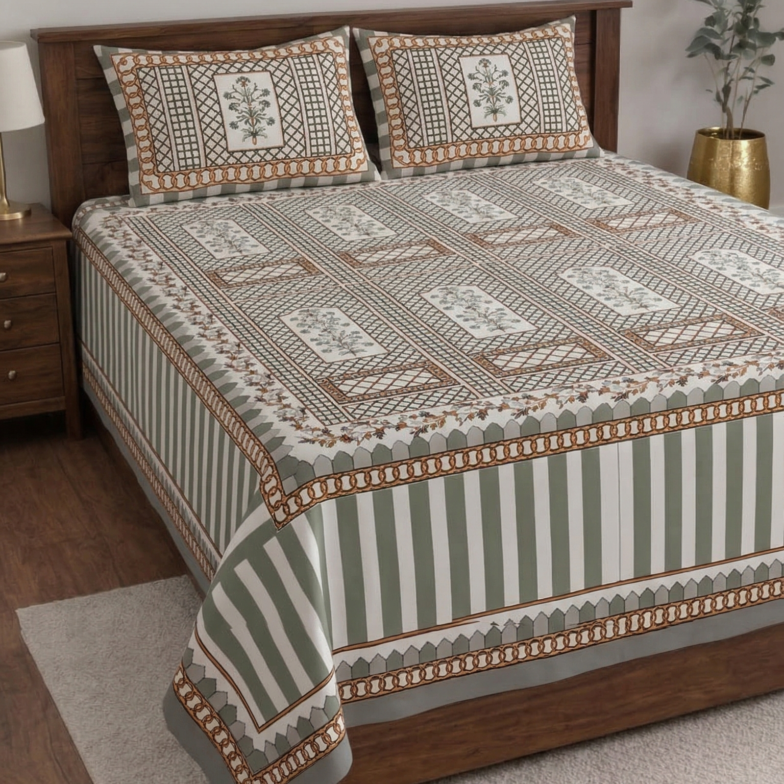 Jantar Mantar-Designer Diwan Bedsheet Set