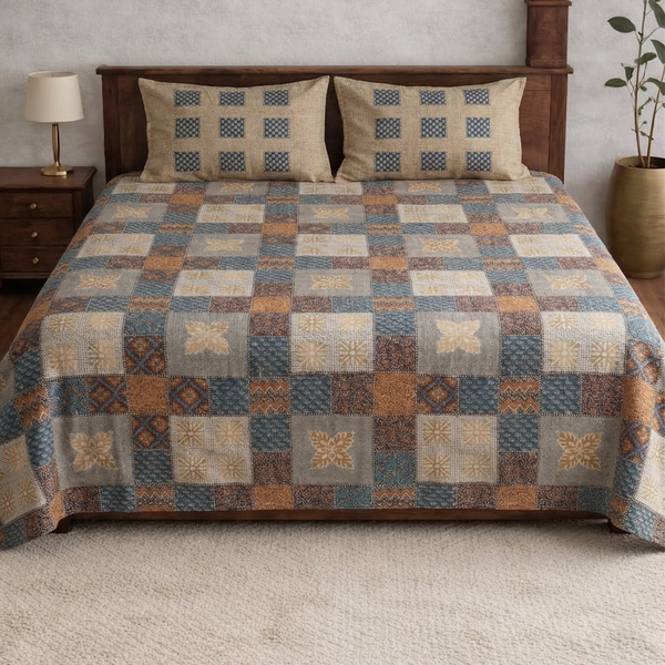 Bagru Designer Single Bedsheet Set for Diwan size beds