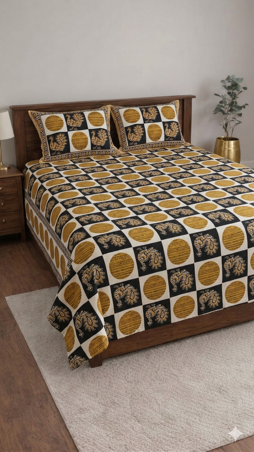 Block jaal Jaipuri Designer Bedsheet
