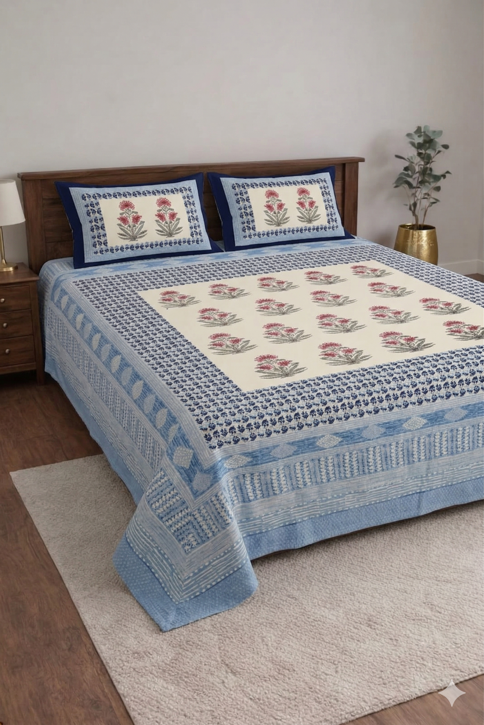 Block jaal Jaipuri Designer Bedsheet