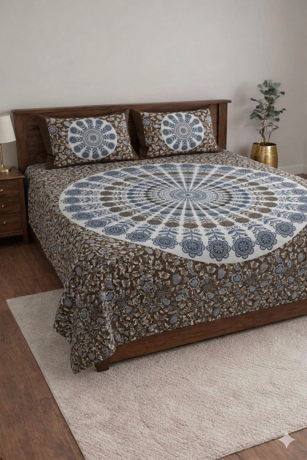 Block jaal Jaipuri Designer Bedsheet