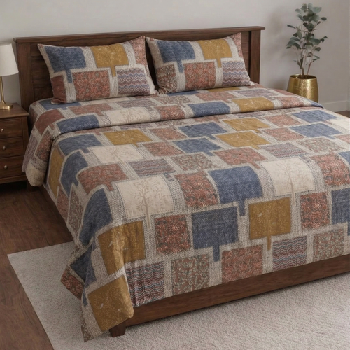 Bagru Designer Single Bedsheet Set for Diwan size beds