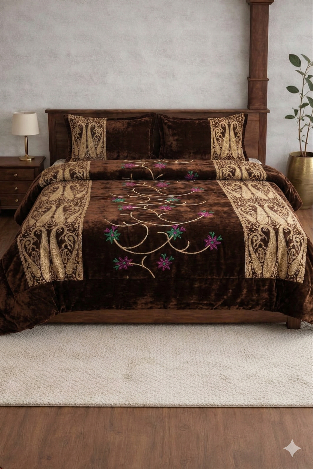 Banarasi Brown Bedsheet Set