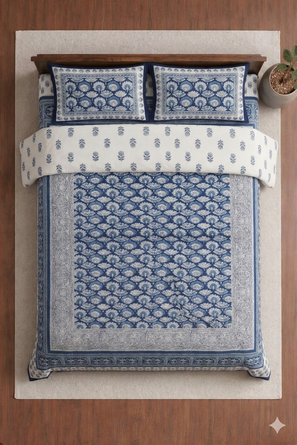 Block jaal Jaipuri Designer Bedsheet