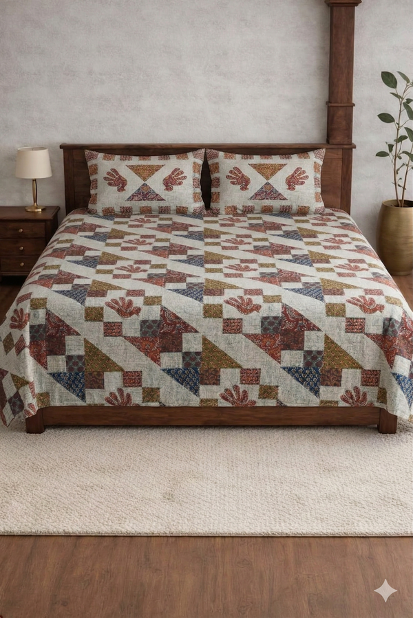 Ajarak Barmedi Printed Bedsheet set for Traditional look