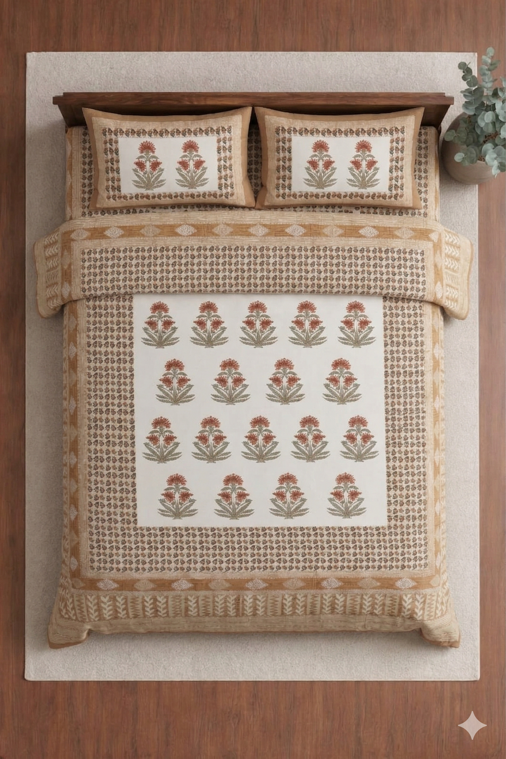 Block jaal Jaipuri Designer Bedsheet