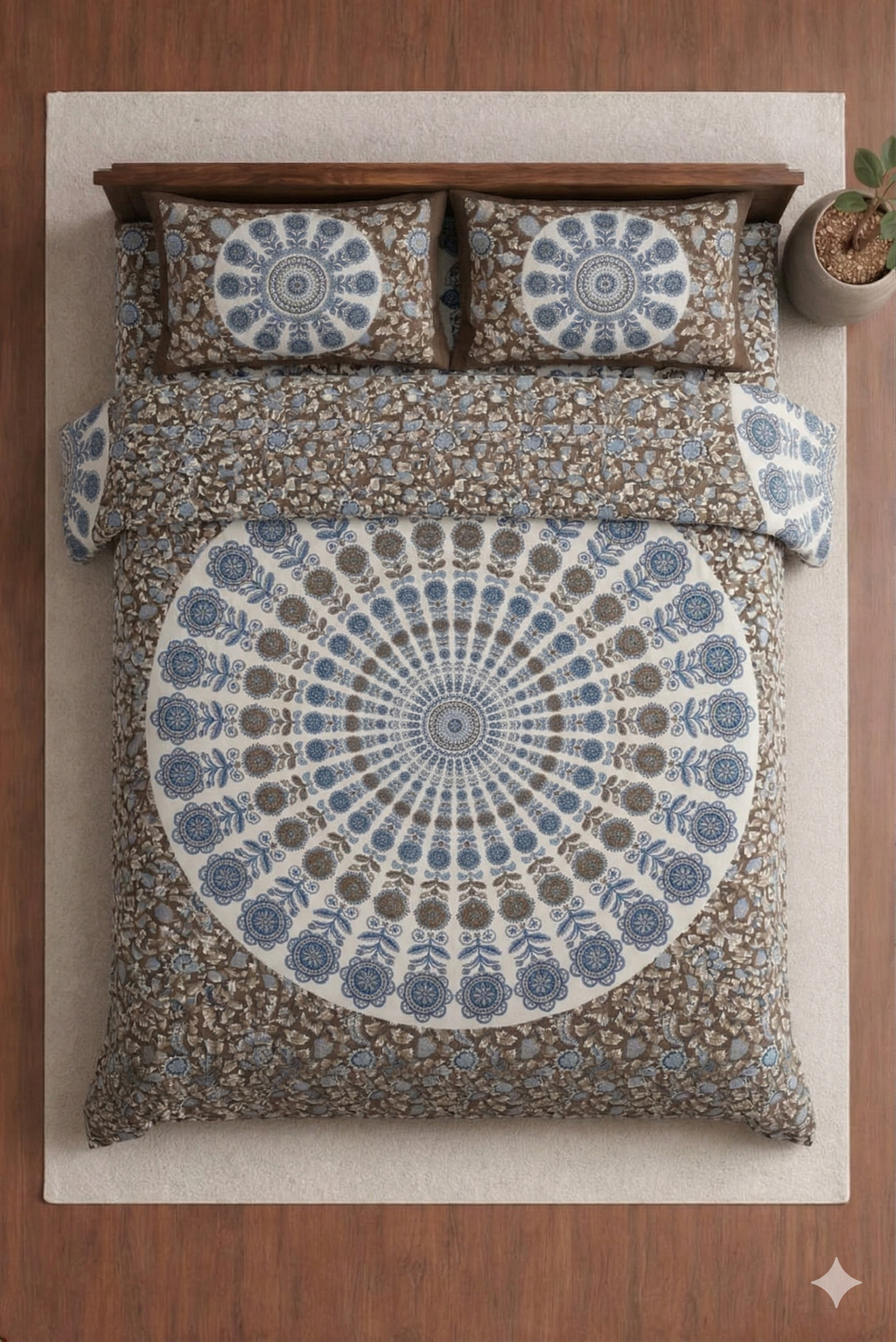 Block jaal Jaipuri Designer Bedsheet