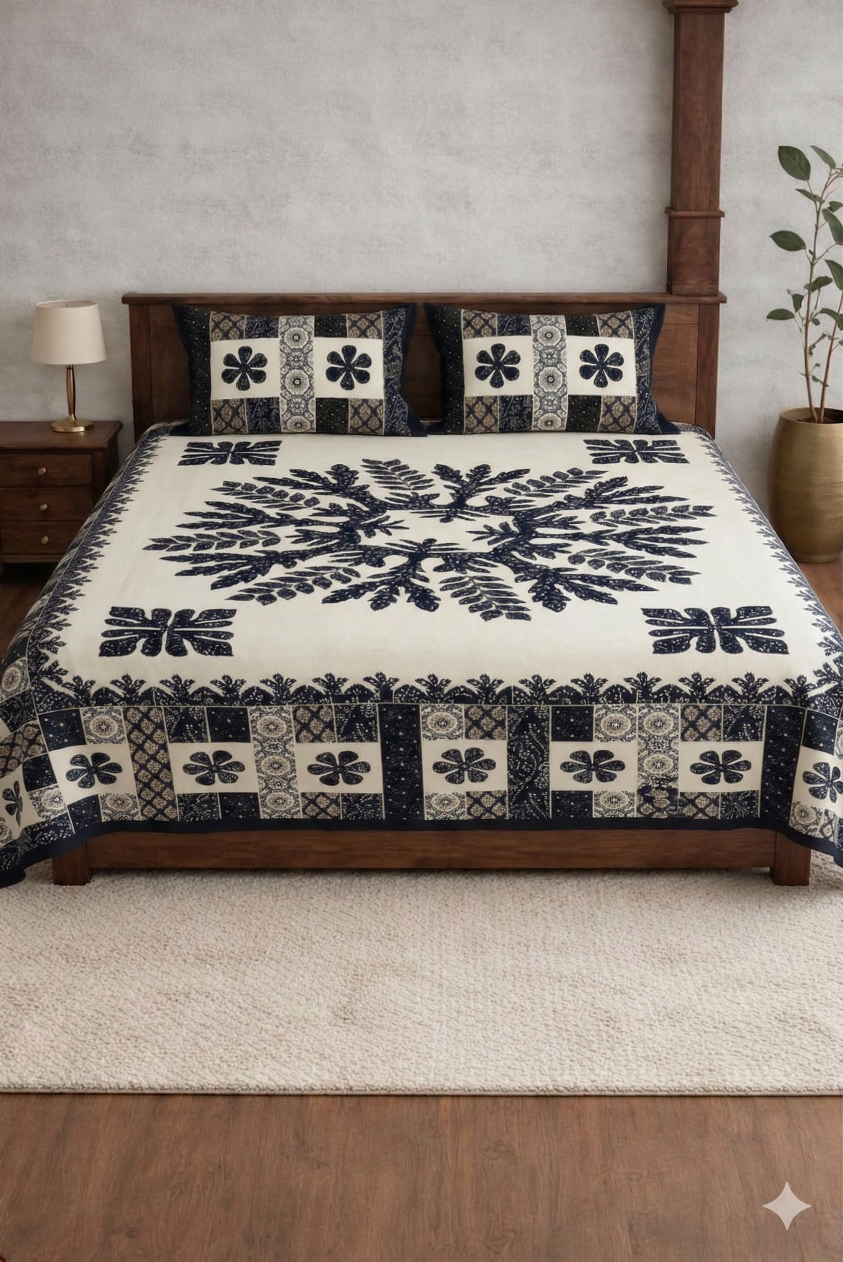 Block jaal Jaipuri Designer Bedsheet