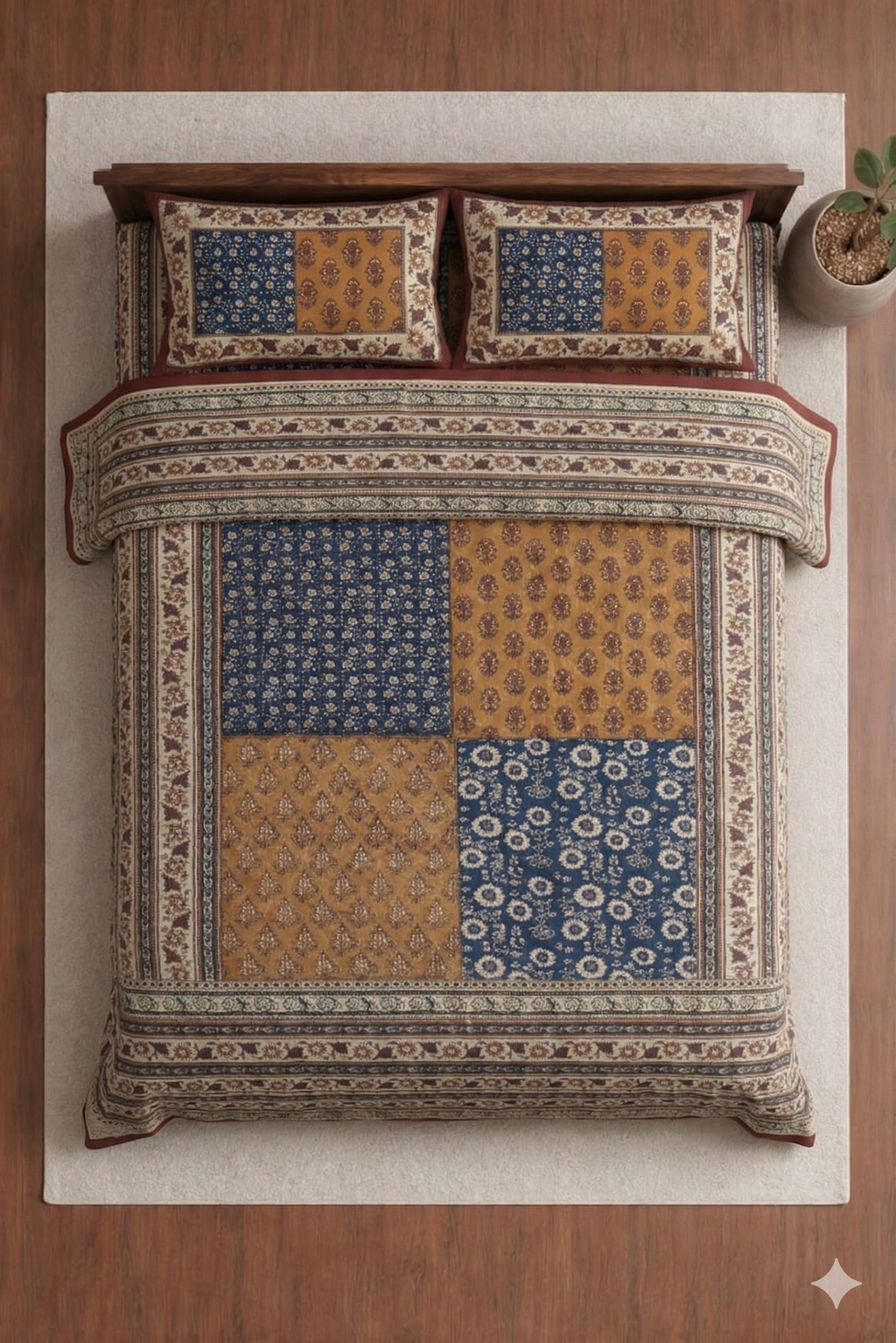 Block jaal Jaipuri Designer Bedsheet