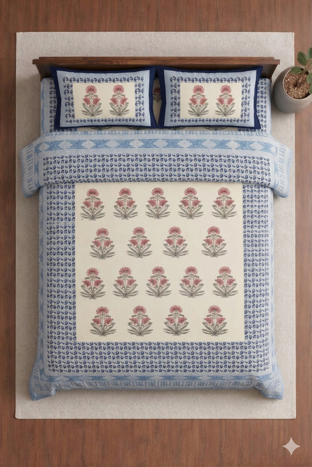 Block jaal Jaipuri Designer Bedsheet