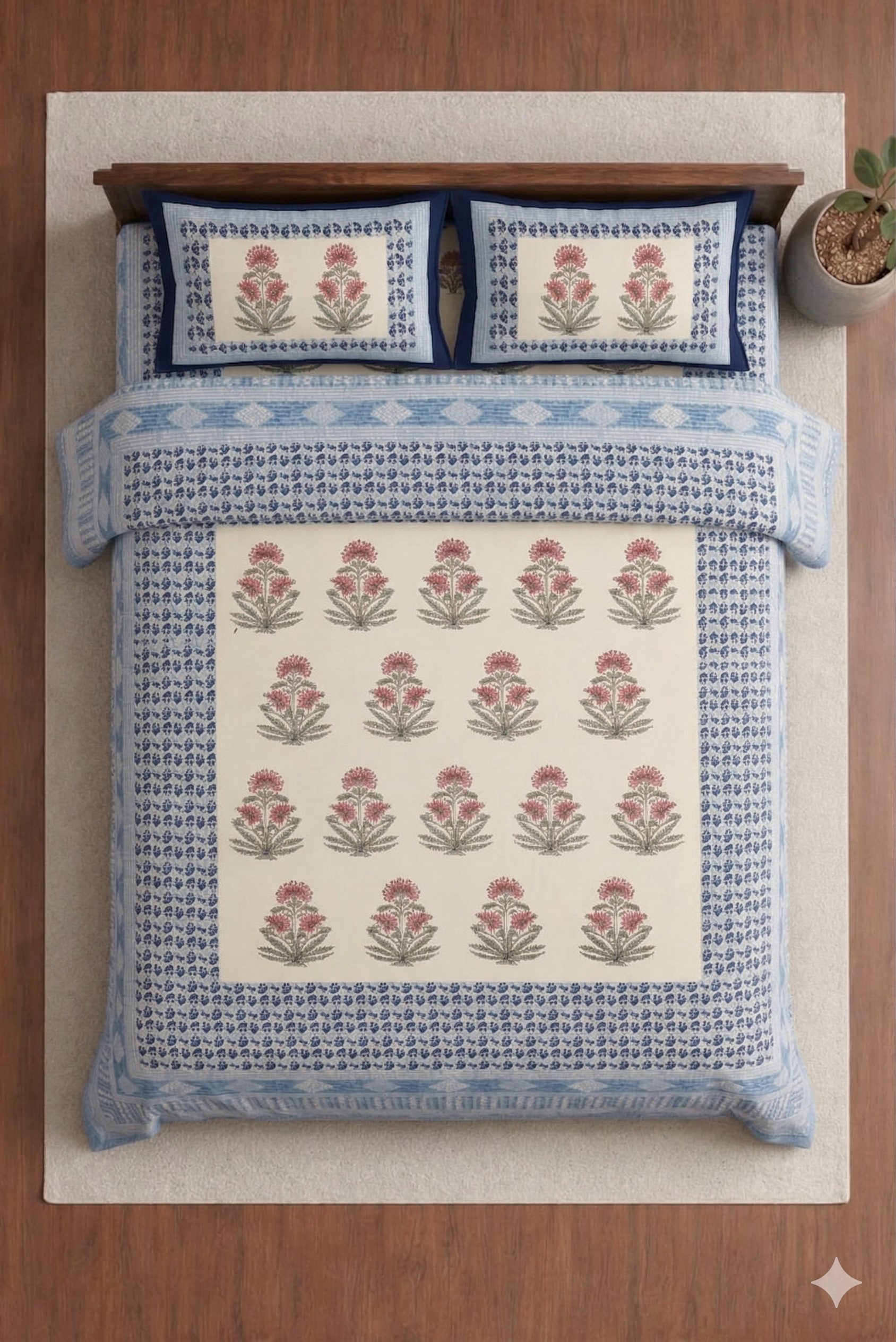 Block jaal Jaipuri Designer Bedsheet