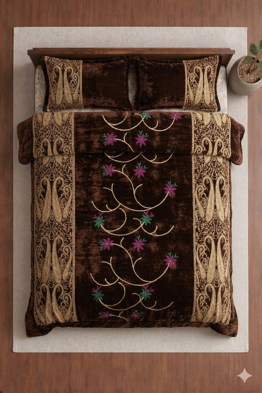 Banarasi Brown Bedsheet Set