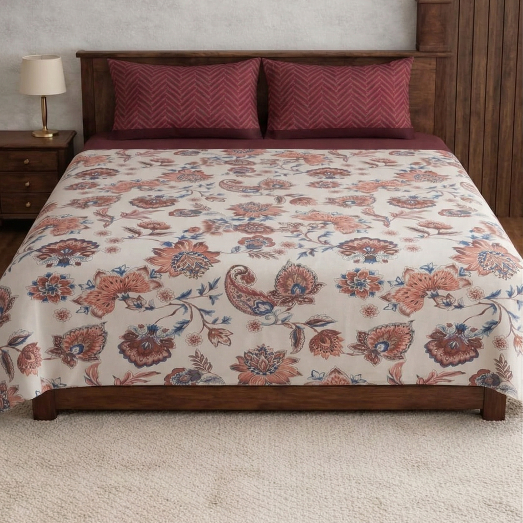 Solitaire Traditionally Designed Banarasi look premium Bedsheet set