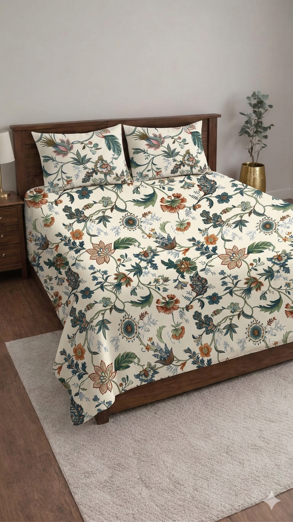 Palmora Floral Printed Designer Bedsheet Set