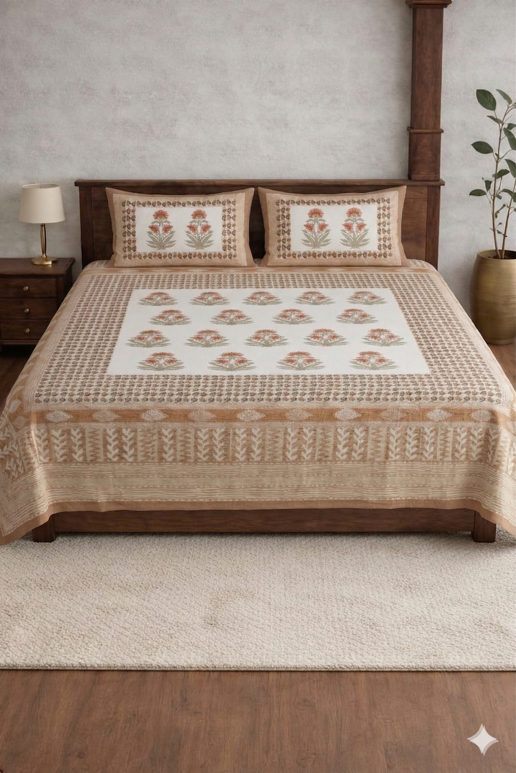 Block jaal Jaipuri Designer Bedsheet
