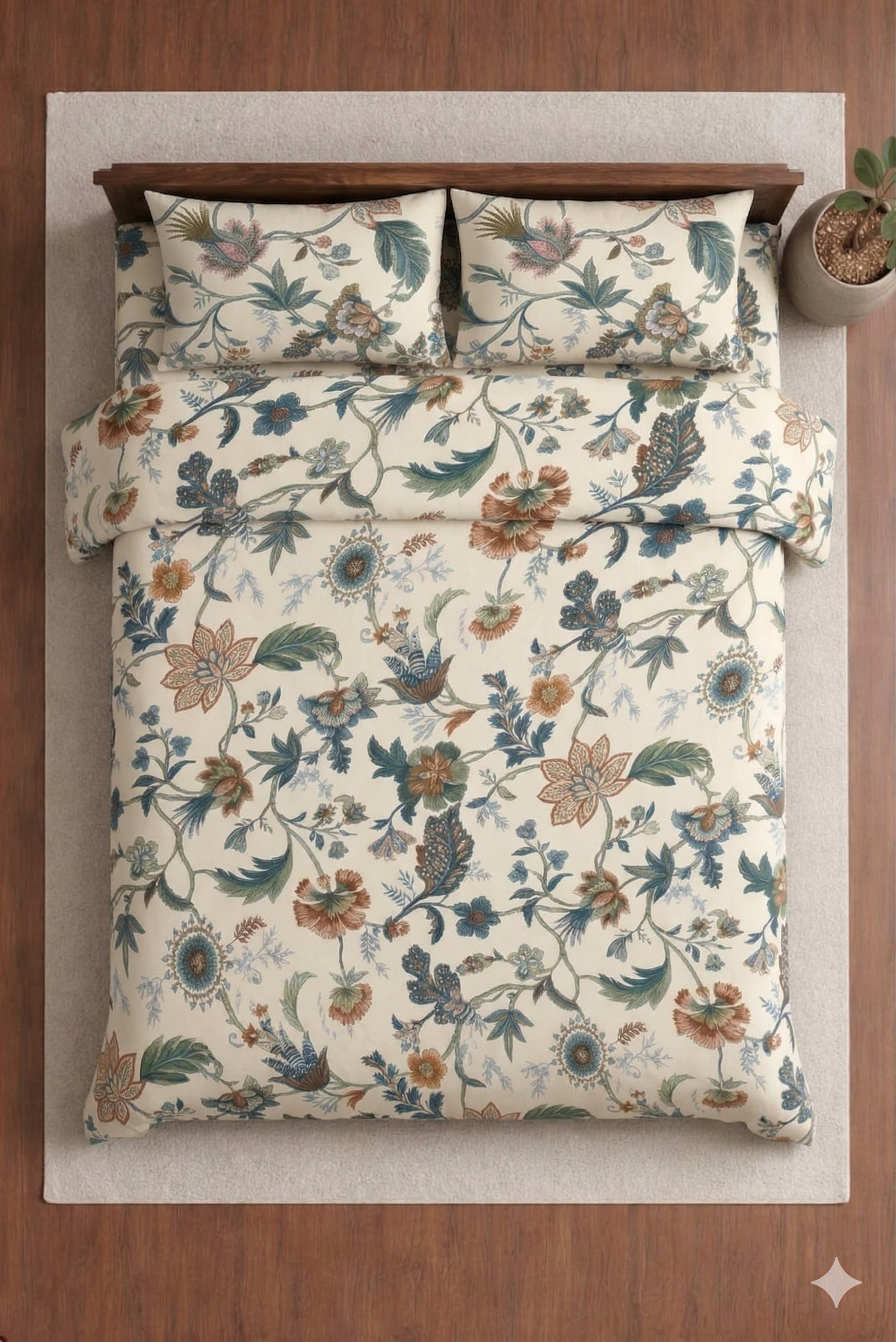 Palmora Floral Printed Designer Bedsheet Set
