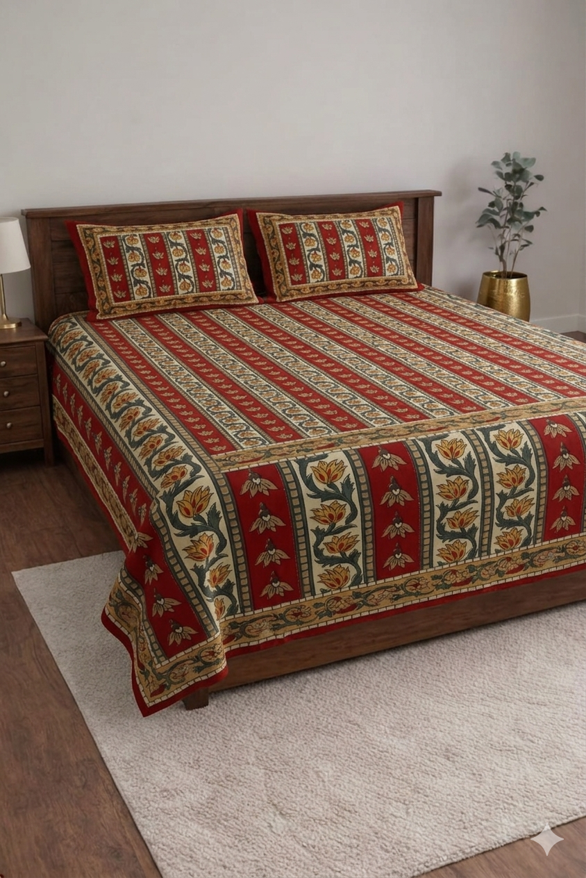 Block jaal Jaipuri Designer Bedsheet