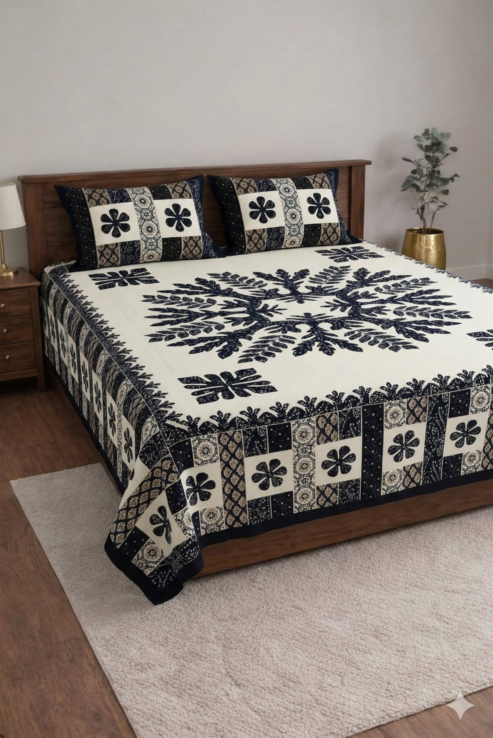 Block jaal Jaipuri Designer Bedsheet