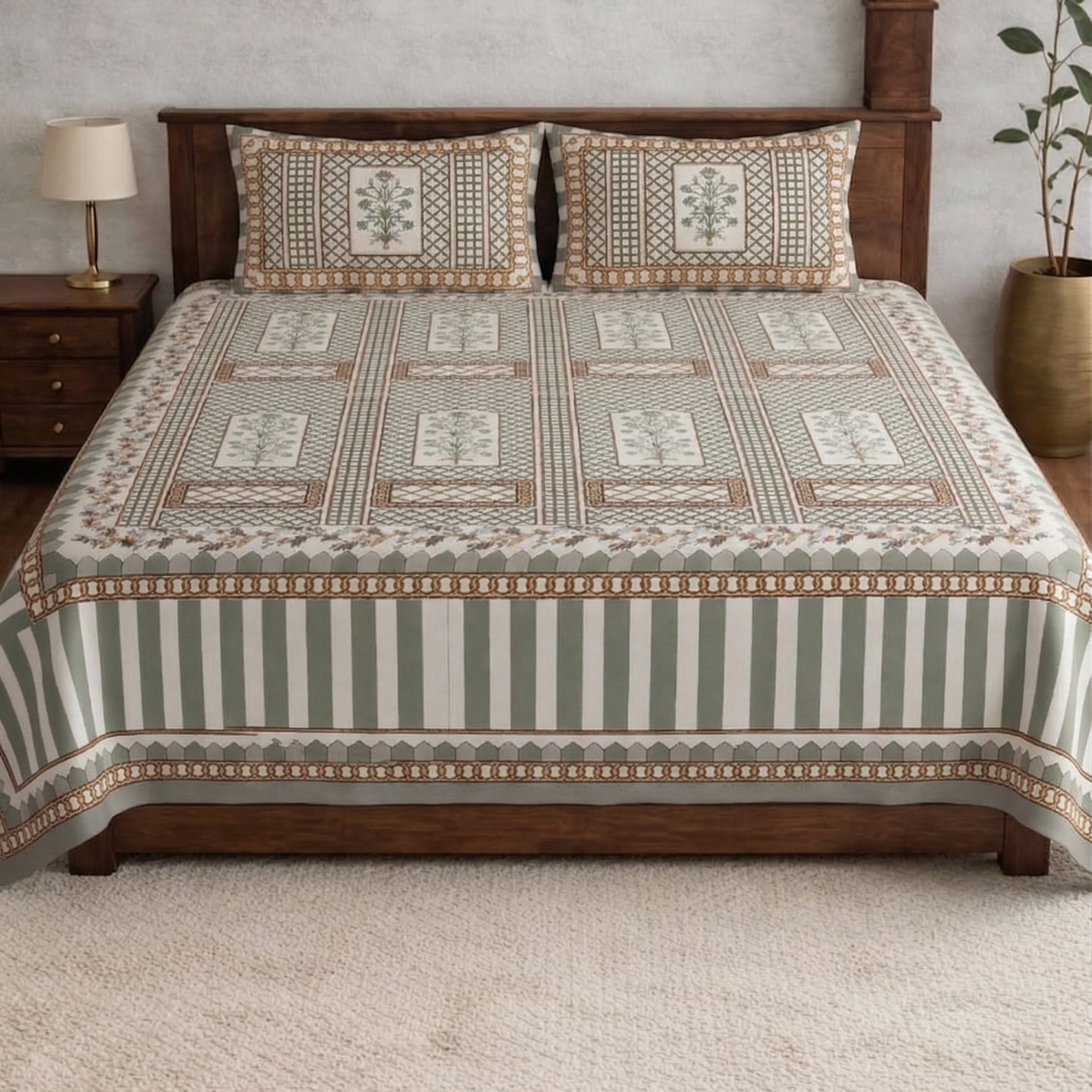 Jantar Mantar-Designer Diwan Bedsheet Set