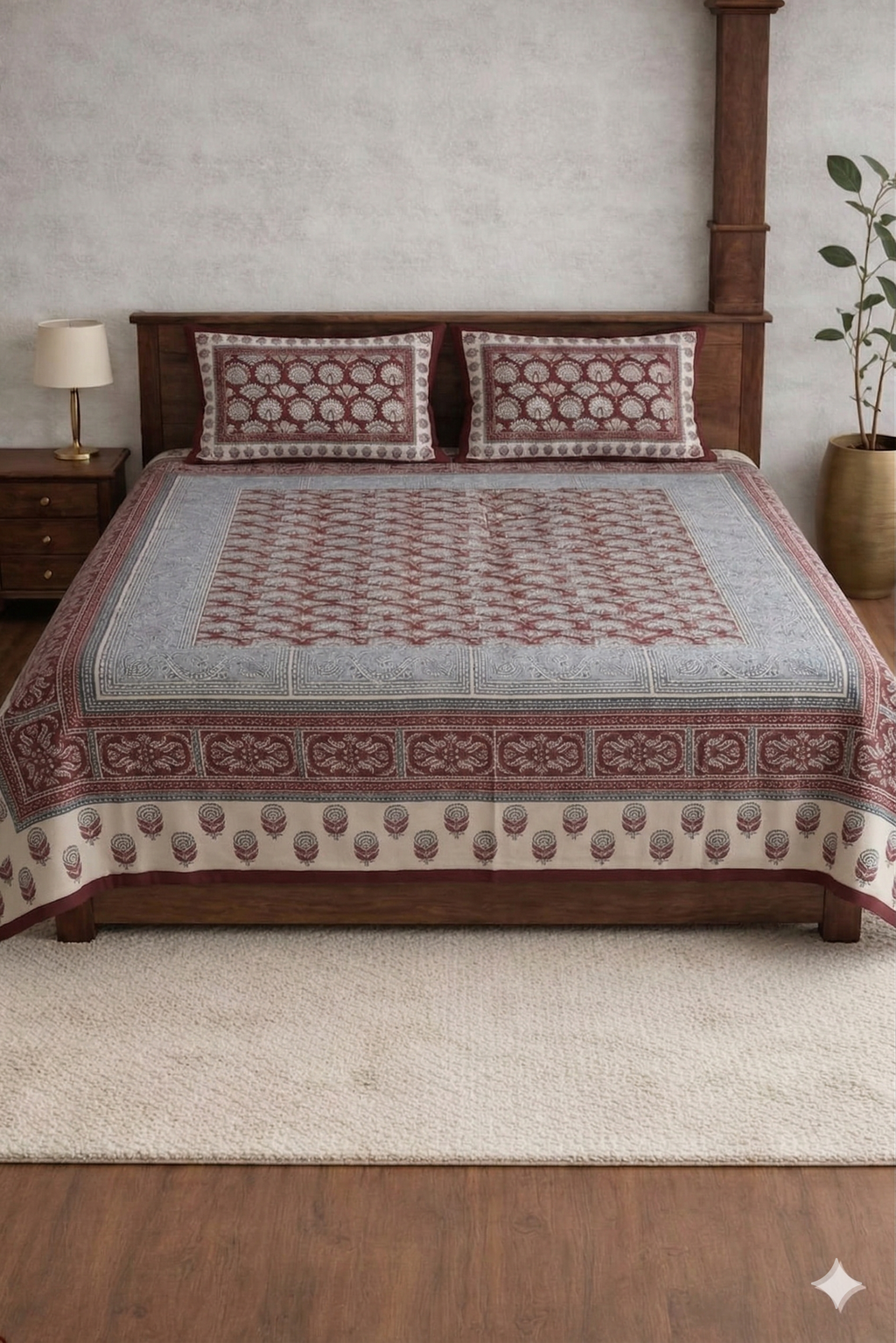 Block jaal Jaipuri Designer Bedsheet