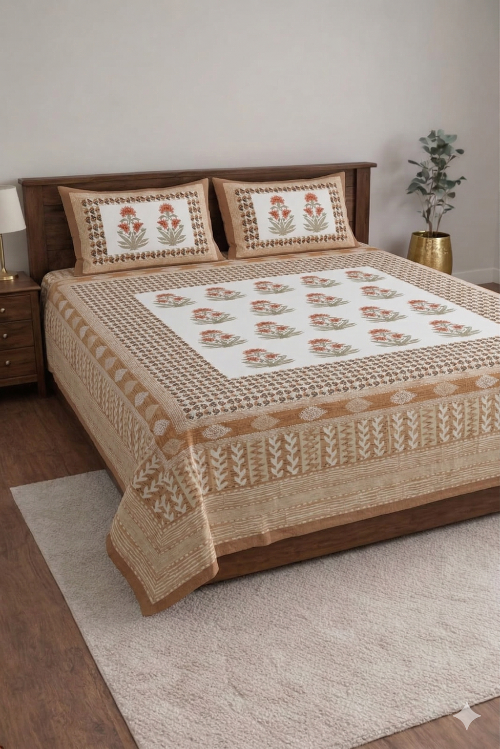 Block jaal Jaipuri Designer Bedsheet
