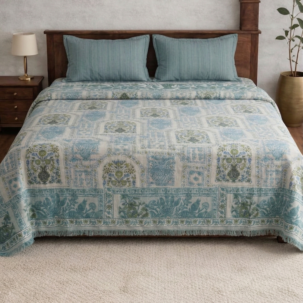 Solitaire Traditionally Designed Banarasi look premium Bedsheet set