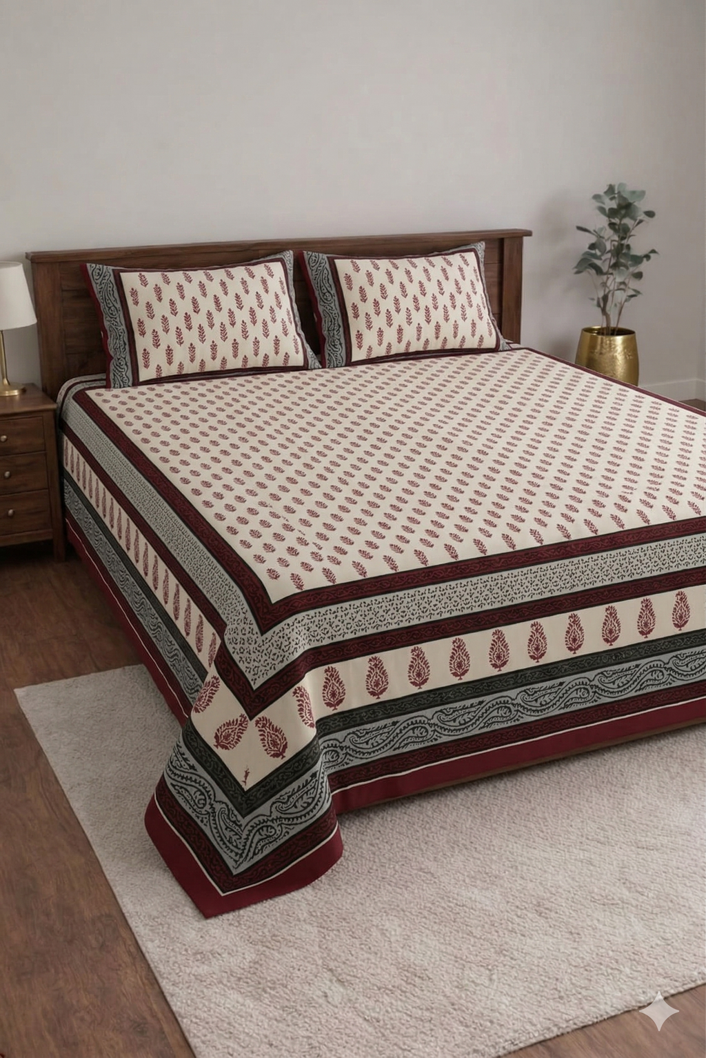 Block jaal Jaipuri Designer Bedsheet