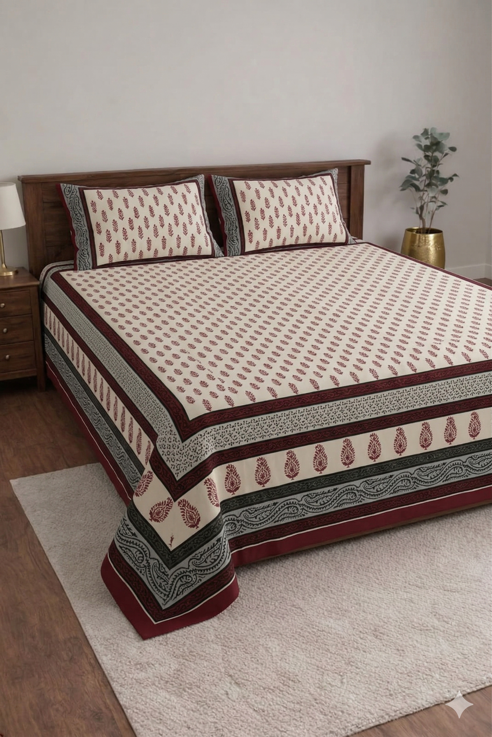 Block jaal Jaipuri Designer Bedsheet