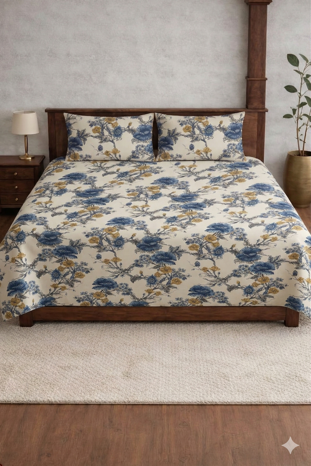 Palmora Floral Printed Designer Bedsheet Set