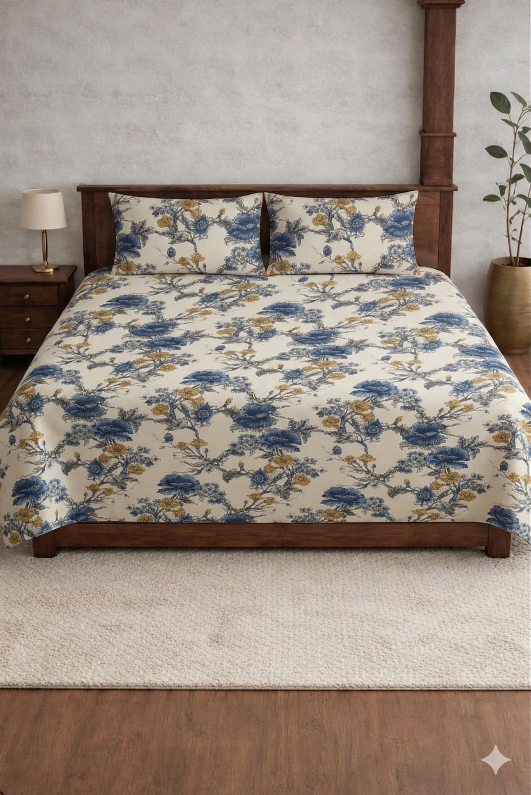 Palmora Floral Printed Designer Bedsheet Set