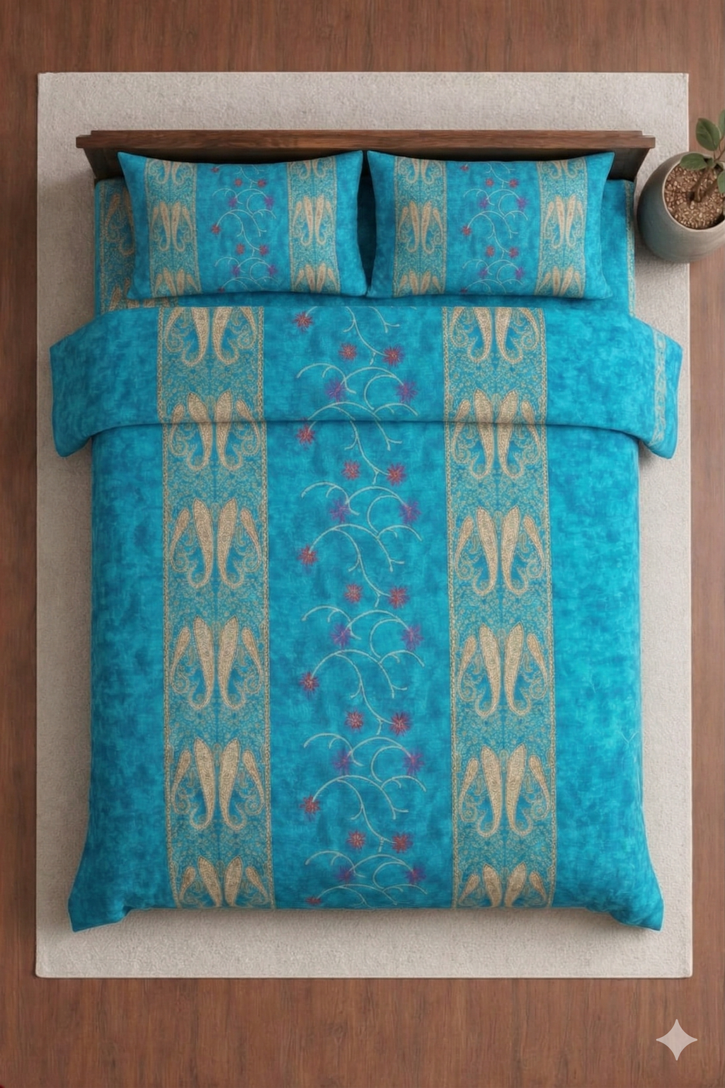 Banarasi Blue Bedsheet Set