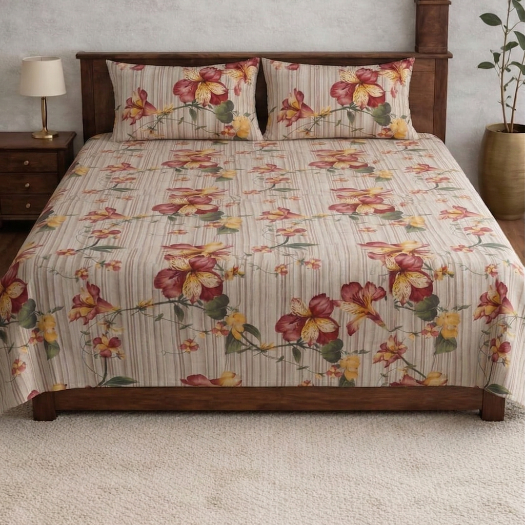 Sonet Floral Printed Bedsheet Set