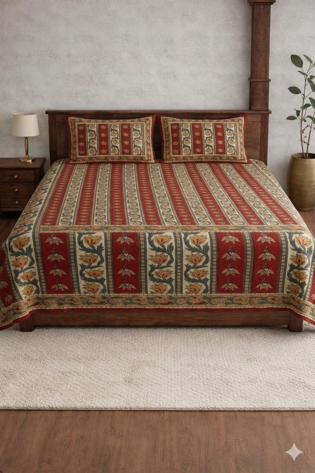 Block jaal Jaipuri Designer Bedsheet