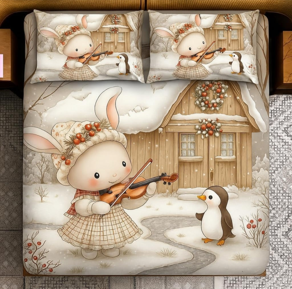Digital 7D Penguin Bedsheet set