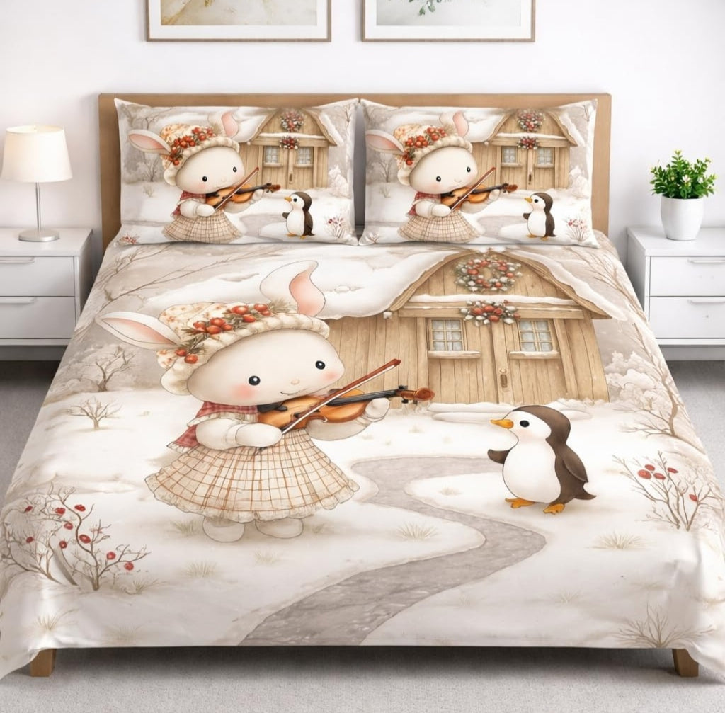 Digital 7D Penguin Bedsheet set