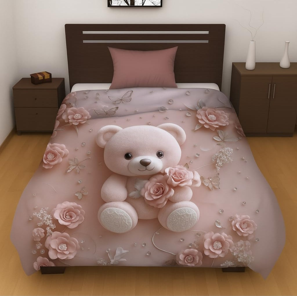 7D Printed Teddy Ultra Soft Single Bed AC Quilt for Cozy Sleep