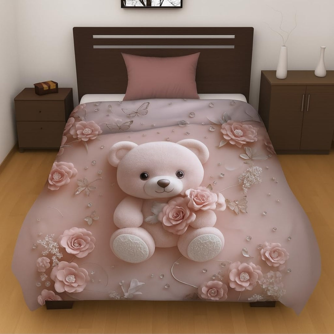 7D Printed Teddy Ultra Soft Single Bed AC Quilt for Cozy Sleep