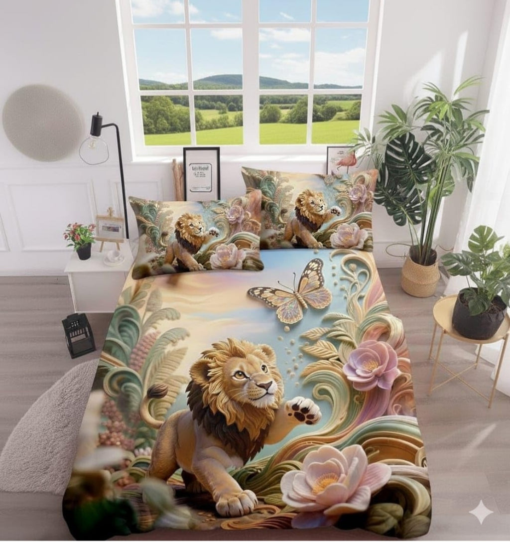 Ultra Smooth Digital 7D Lion Bedsheet set