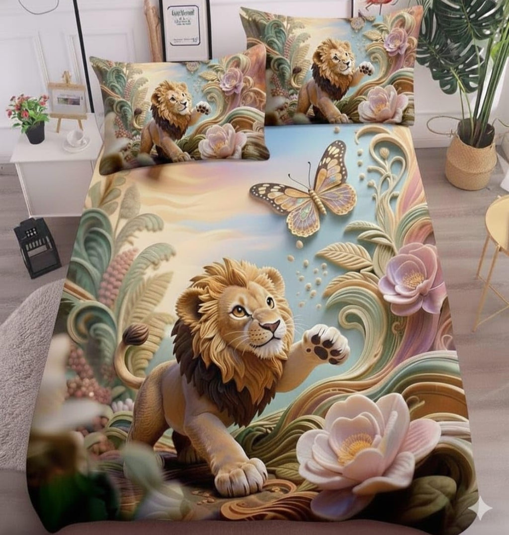 Ultra Smooth Digital 7D Lion Bedsheet set