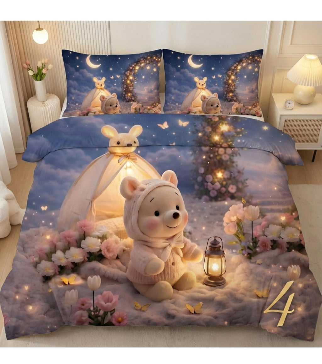 Ultra Smooth Digital 7D Teddy Lights Bedsheet set
