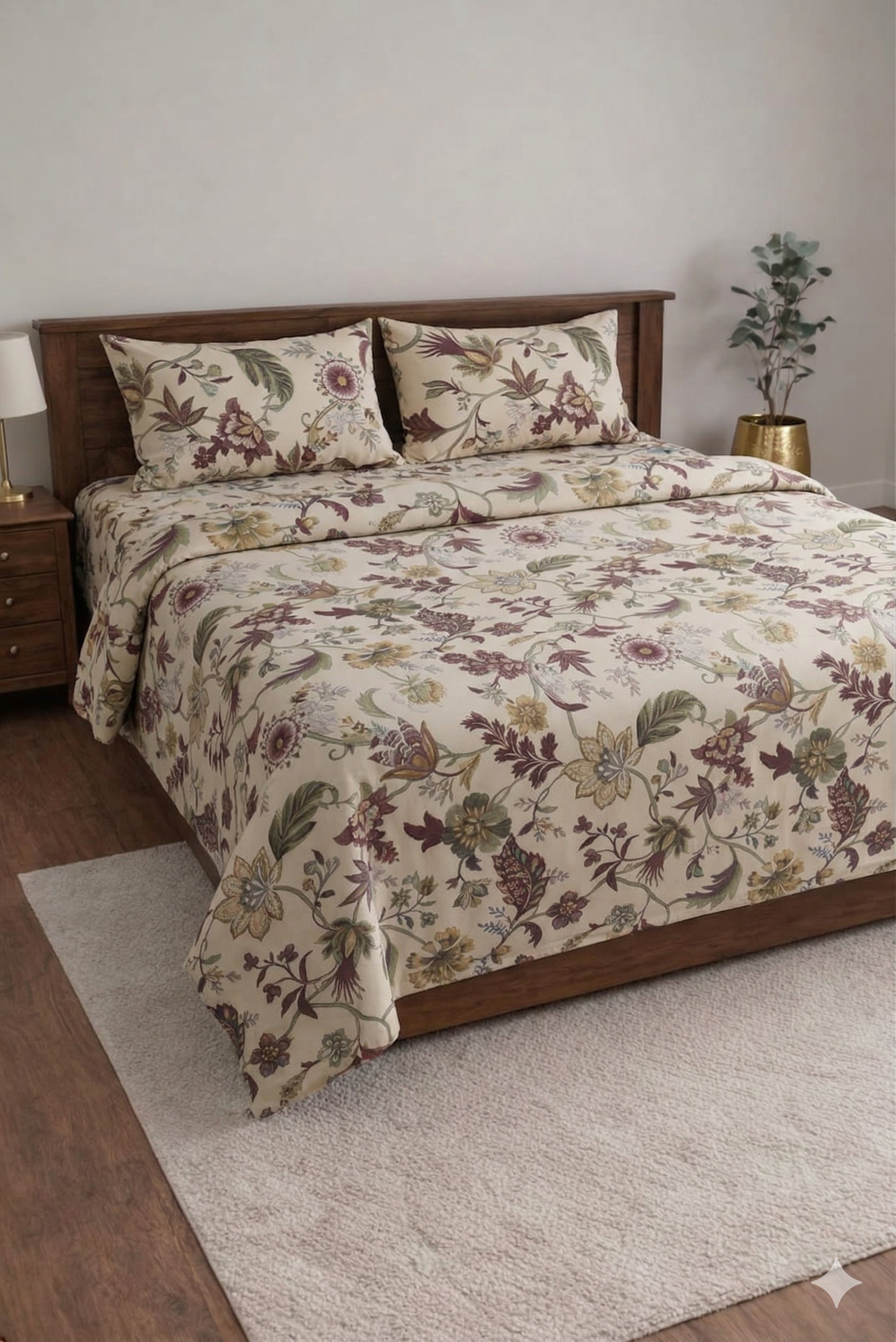 Palmora Floral Printed Designer Bedsheet Set