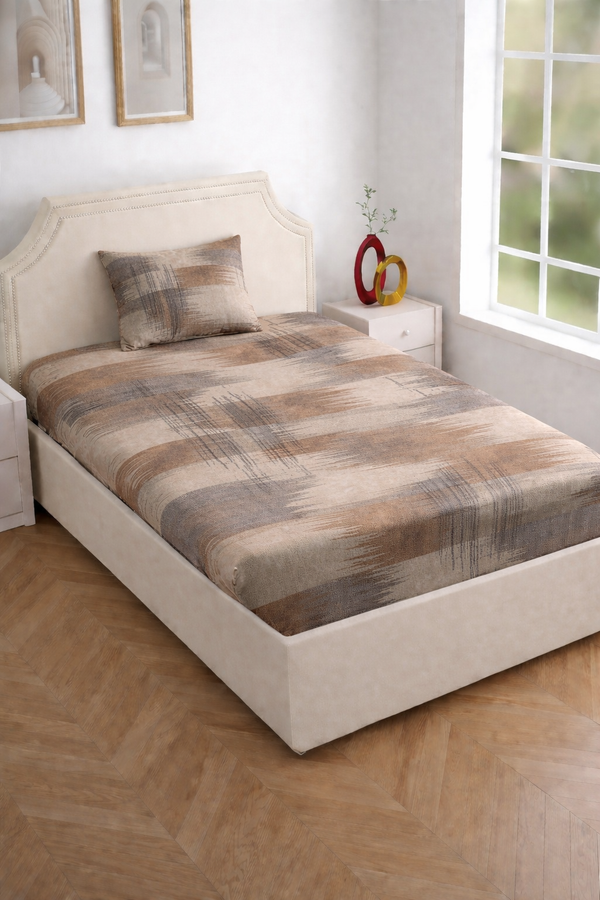 Soft Cotton Fabric Sonata Premium Printed Single Bedsheet Set with Pillow Cover
