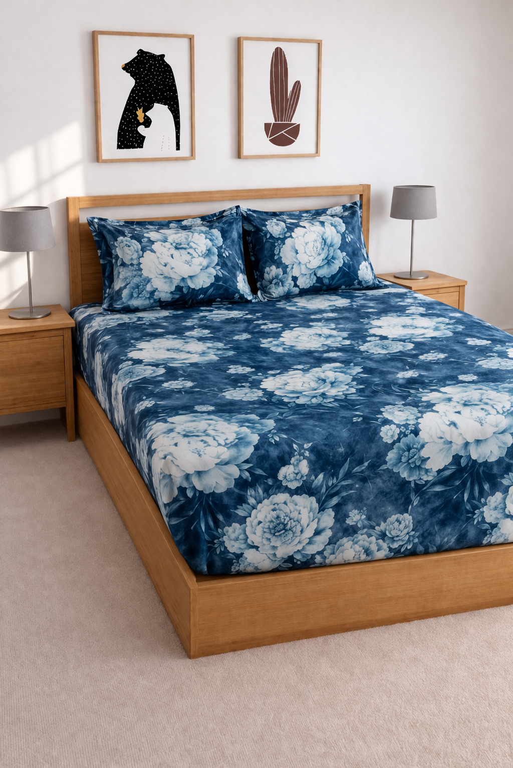 Skyfit- Digital Printed Elastic Fitted Bedsheet Set