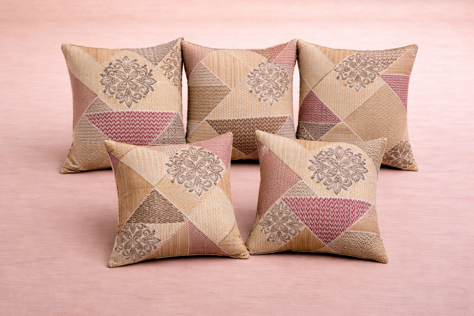 Rotary Handcrafted & Printed 8 Pcs Diwan Set