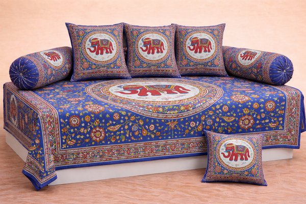 Soft Cotton Fabric Dabu Artisanal Printed Single Bedsheet Set with Pillow Cover