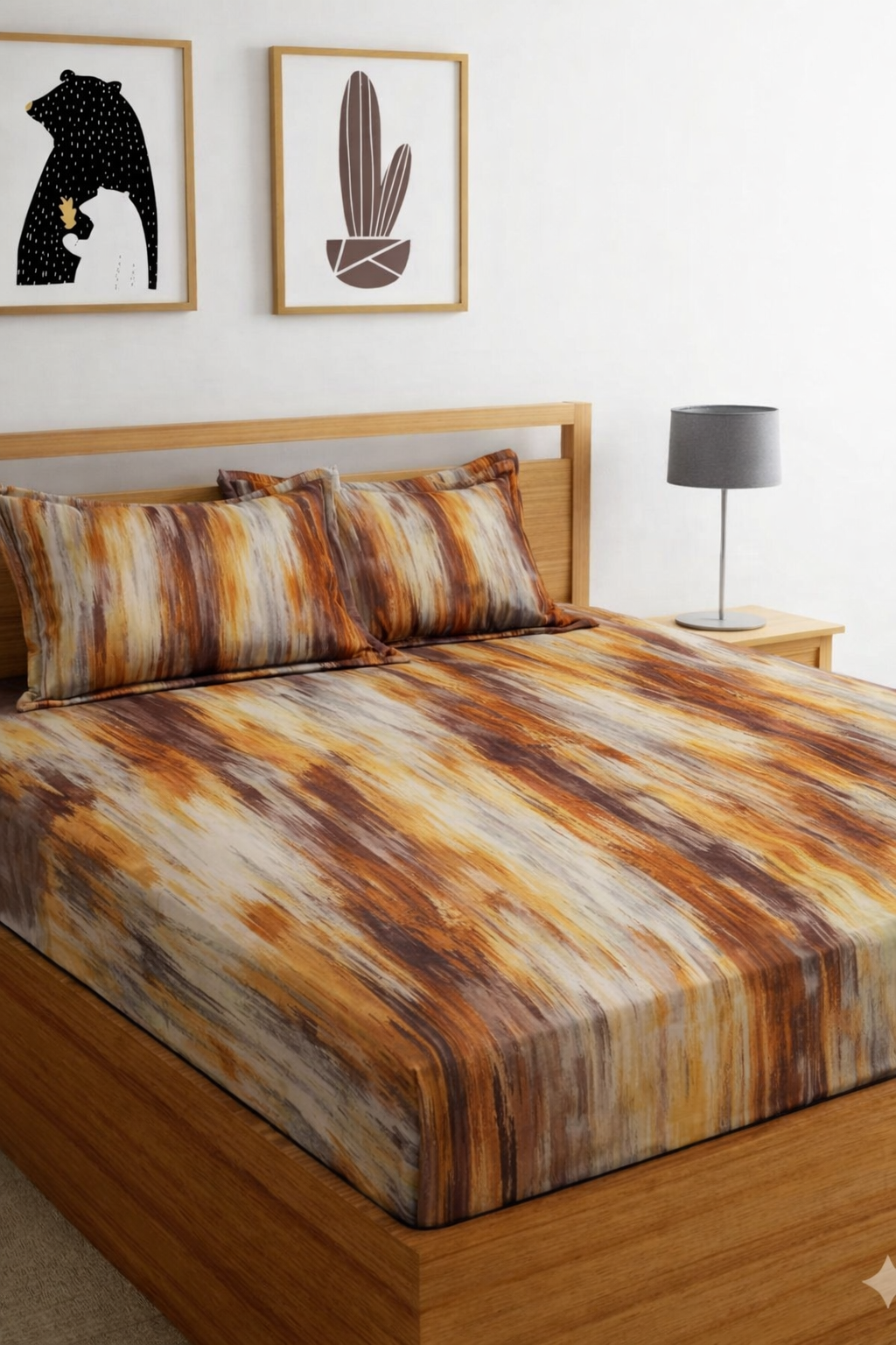 Skyfit- Digital Printed Elastic Fitted Bedsheet Set