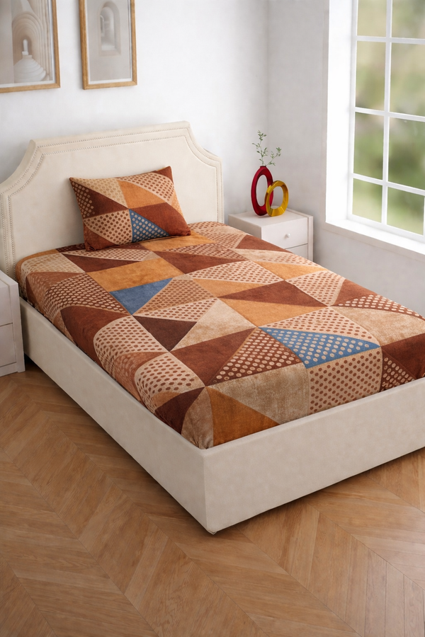 Soft Cotton Fabric Sonata Classic Single Bedsheet with Matching Pillow Cover