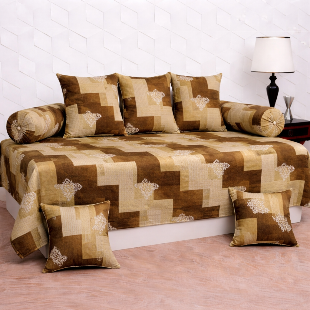 Rotary Handcrafted & Printed 8 Pcs Diwan Set