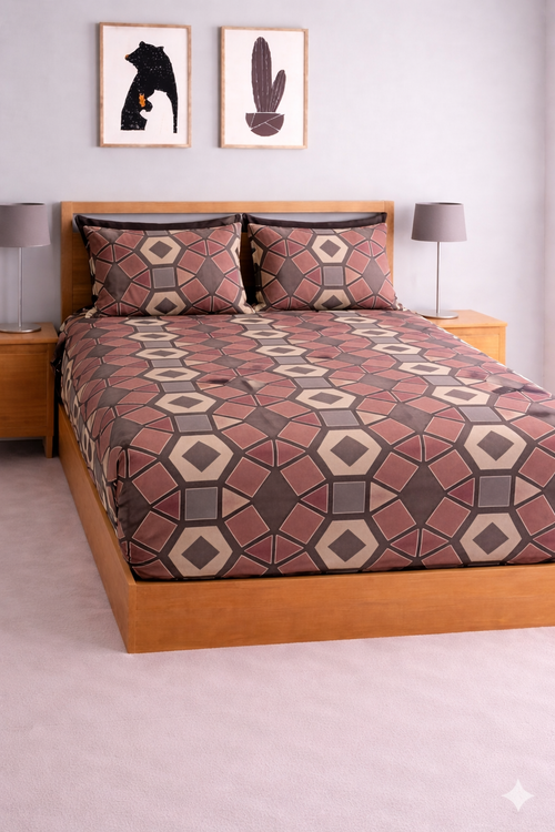 Blue Stone Premium Printed Elastic Fitted Bedsheet