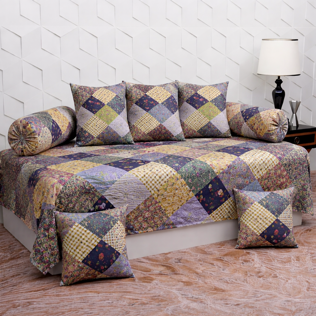 Carnival Handcrafted & Printed 8 Pcs Diwan Set